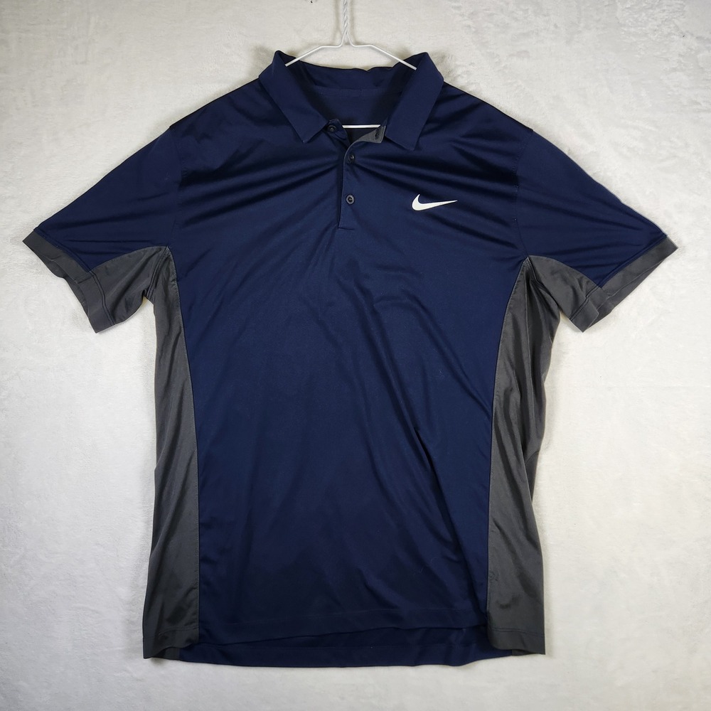 Nike‎ Dri-FIT Polo Shirt Mens Short Sleeve Golf Athletic Blue Gray